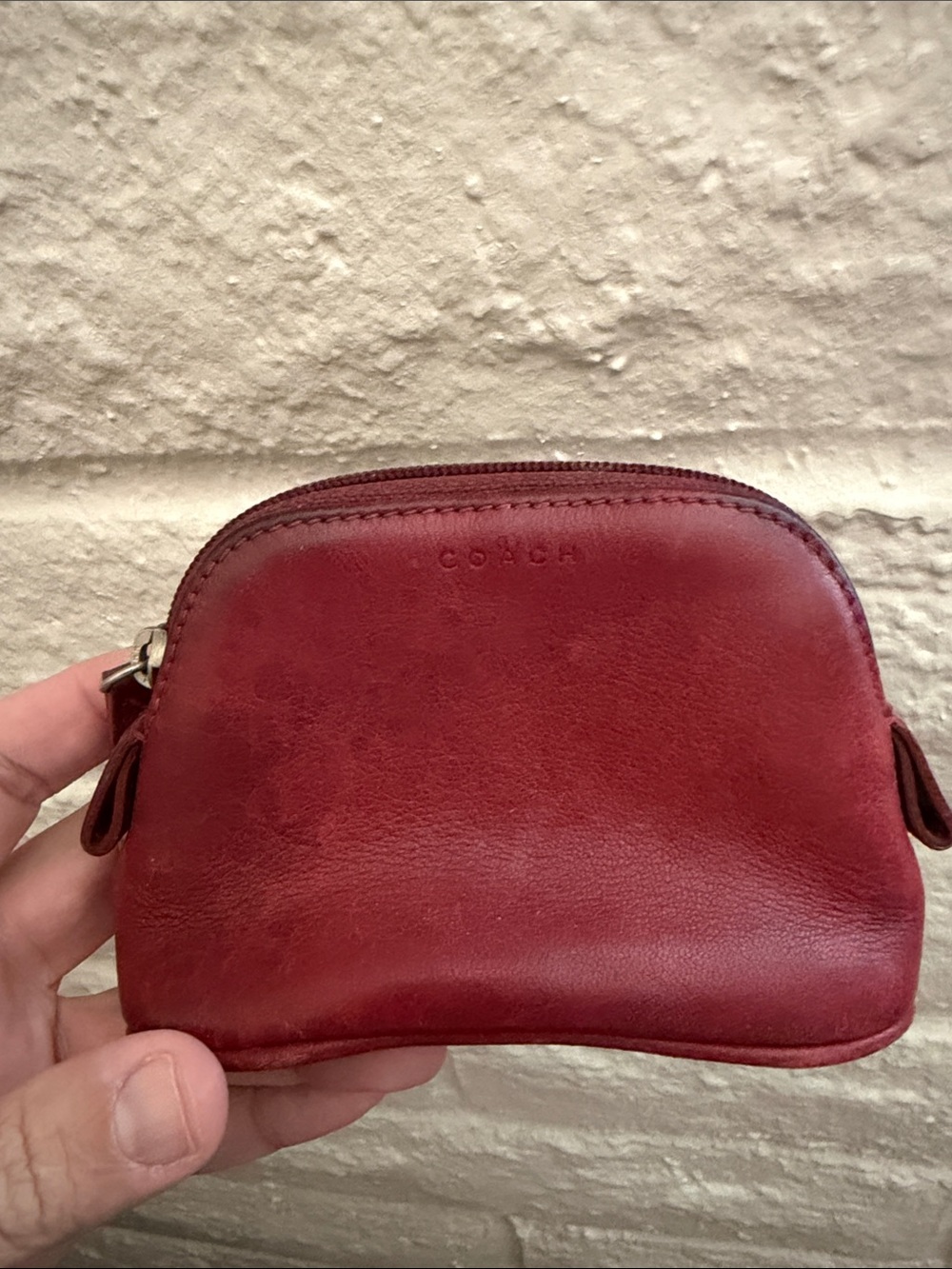Vintage Coach Red Leather Coin Purse No Hangtag